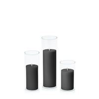 Black 5cm Pillar in 5.8cm Glass, Pack of 6 Med Sets