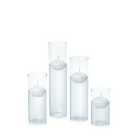 White 4cm Floating Candle in 5.8cm Glass Set - Med