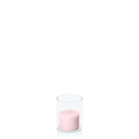Blush Pink 5cm x 4cm Pillar in 5.8cm x 7cm Glass