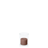 Chocolate 5cm x 4cm Pillar in 5.8cm x 7cm Glass