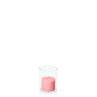 Coral Pink 5cm x 4cm Pillar in 5.8cm x 7cm Glass