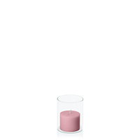 Dusty Pink 5cm x 4cm Pillar in 5.8cm x 7cm Glass