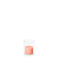 Peach 5cm x 4cm Pillar in 5.8cm x 7cm Glass