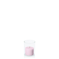 Pastel Pink 5cm x 4cm Pillar in 5.8cm x 7cm Glass