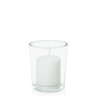 White Mini Pillar in Glass Votive Pack