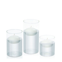 7.5cm Floating Candle in 10cm Glass Set - Sm