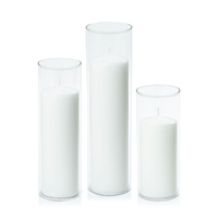 7cm Pillar in 8cm Glass Set - Lg