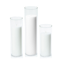 7cm Moreton Eco Pillar in 8cm Glass Set - Lg