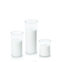 7cm Moreton Eco Pillar in 8cm Glass Set - Sm