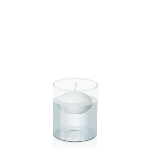 White 8cm Floating Candle in 10cm x 12cm Glass, Pack of 6