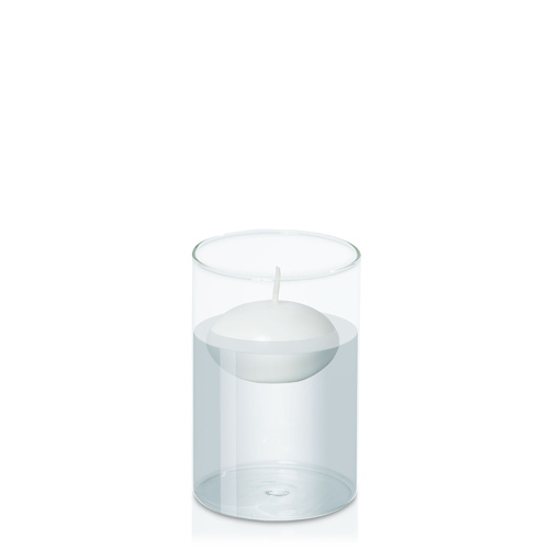 White 8cm Floating Candle in 10cm x 15cm Glass, Pack of 6