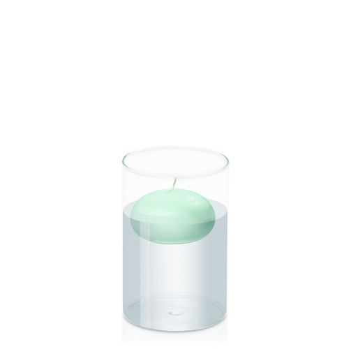 Mint Green 7.5cm Floating Candle in 10cm x 15cm Glass
