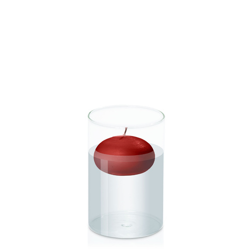 Red 7.5cm Floating Candle in 10cm x 15cm Glass