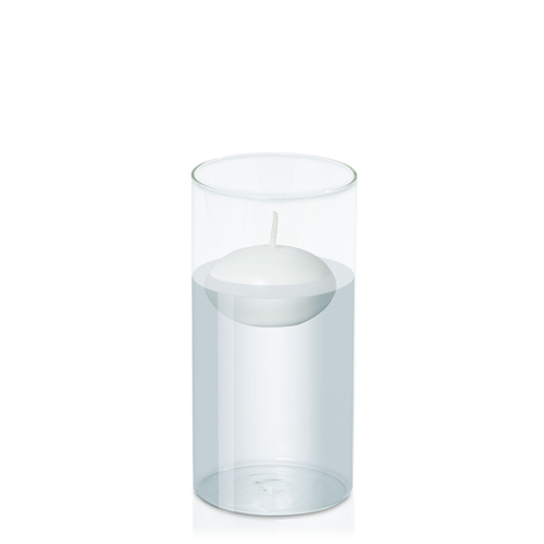 White 8cm Floating Candle in 10cm x 20cm Glass, Pack of 6
