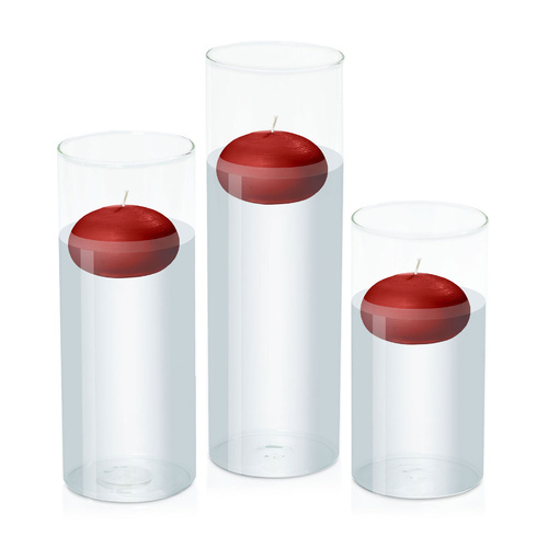 Red 7.5cm Floating in 10cm Glass Set - Lg