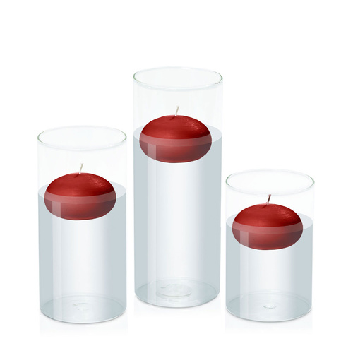 Red 7.5cm Floating in 10cm Glass Set - Med