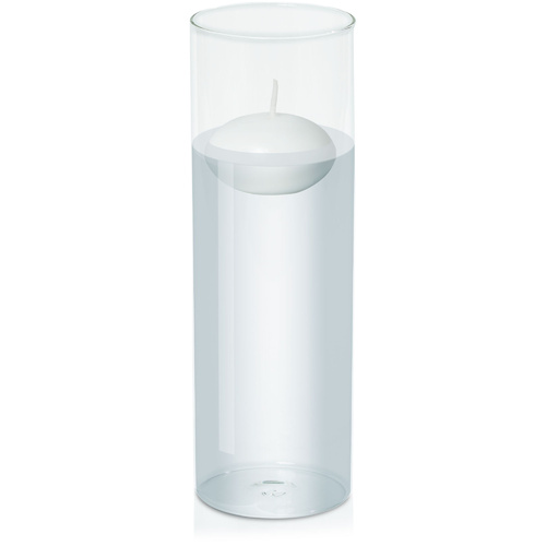 White 8cm Floating Candle in 10cm x 30cm Glass, Pack of 6