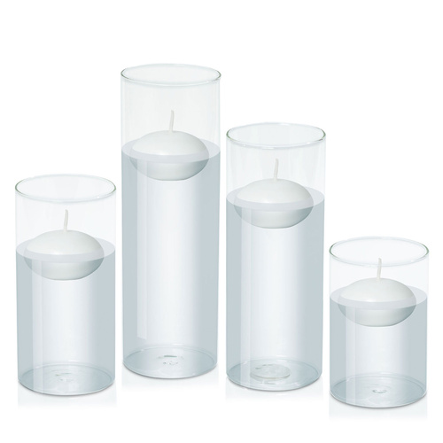 White 8cm Event Floating in 10cm Glass, Pack of 6 Med Sets