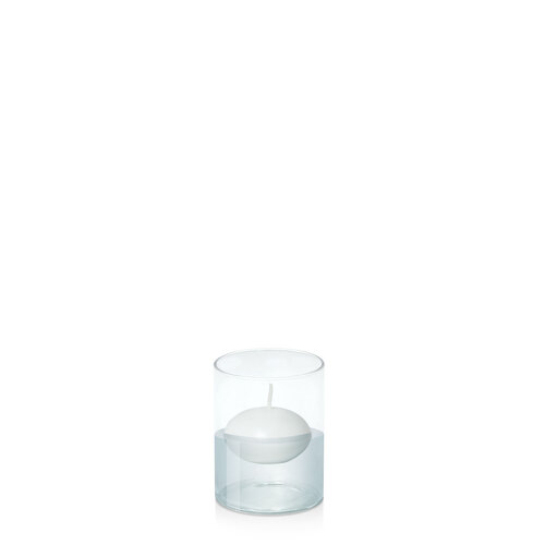 White 6cm Floating Candle in 8cm x 10cm Glass, Pack of 6