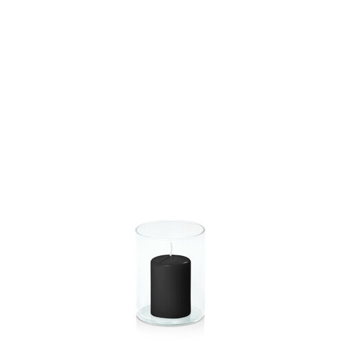 Black 5cm x 7.5cm Event Pillar in 8cm x 10cm Glass