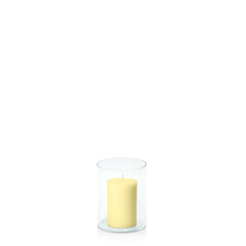 Lemon 5cm x 7.5cm Pillar in 8cm x 10cm Glass