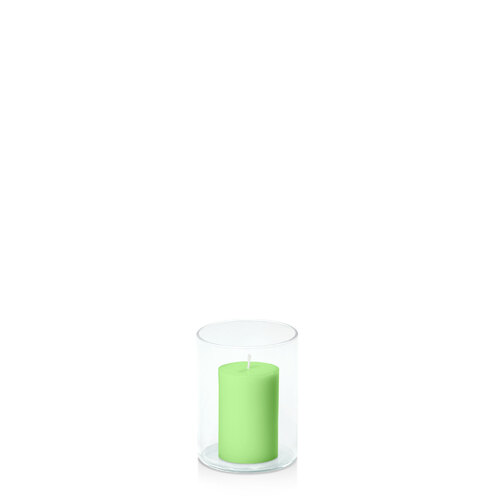 Lime 5cm x 7.5cm Pillar in 8cm x 10cm Glass