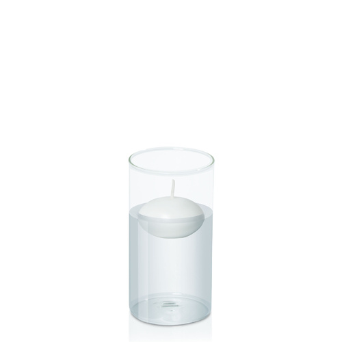White 6cm Floating Candle in 8cm x 15cm Glass