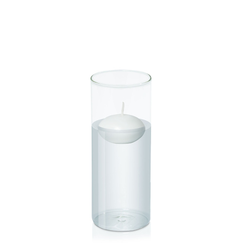 White 6cm Floating Candle in 8cm x 20cm Glass, Pack of 6