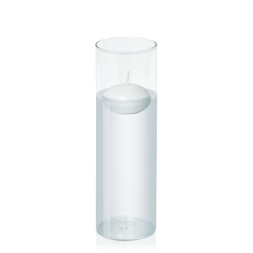 White 6cm Floating Candle in 8cm x 25cm Glass, Pack of 6