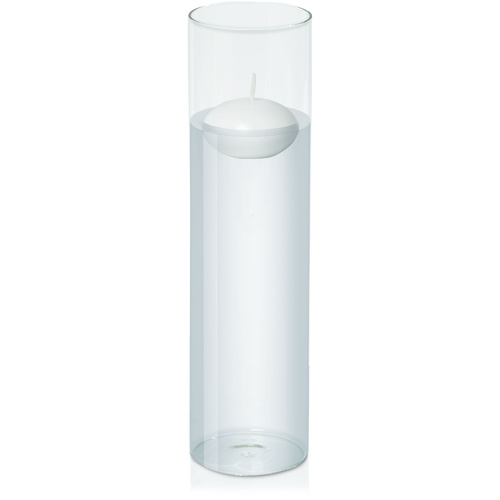 White 6cm Floating Candle in 8cm x 30cm Glass, Pack of 6