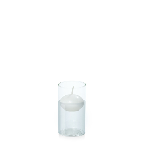 White 4cm Floating Candle in 5.8cm x 12cm Glass, Pack of 6