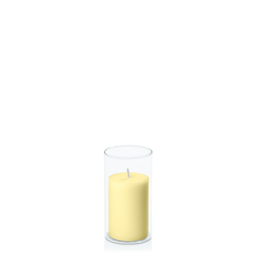 Lemon 5cm x 7.5cm Pillar in 5.8cm x 12cm Glass