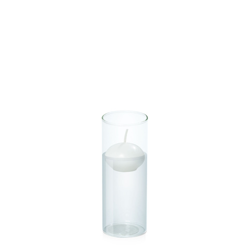 White 5cm x 10cm Pillar in 5.8cm x 15cm Glass, Pack of 6