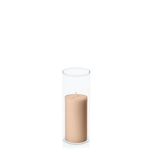 Latte 5cm x 10cm Pillar in 5.8cm x 15cm Glass