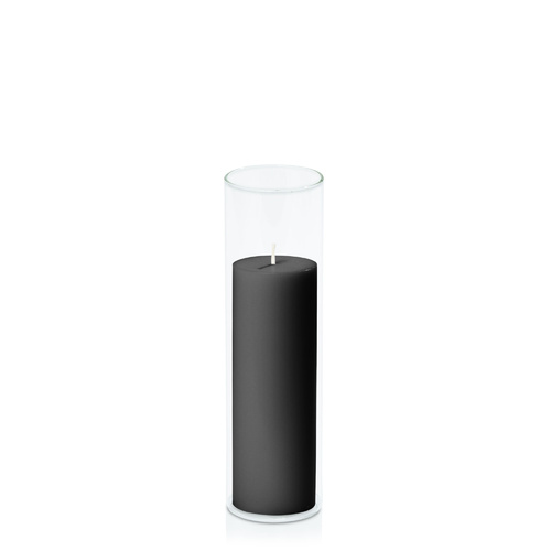 Black 5cm x 15cm Pillar in 5.8cm x 20cm Glass