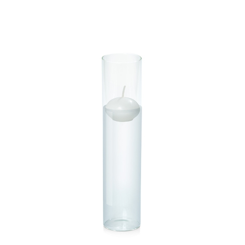 White 4cm Floating Candle in 5.8cm x 25cm Glass, Pack of 6