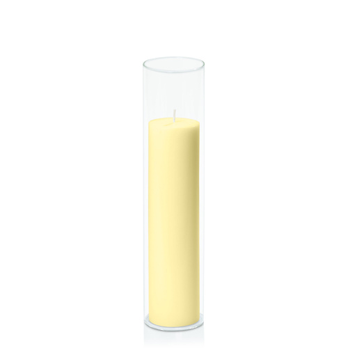 Lemon 5cm x 20cm Pillar in 5.8cm x 25cm Glass