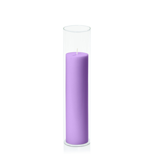 Purple 5cm x 20cm Pillar in 5.8cm x 25cm Glass