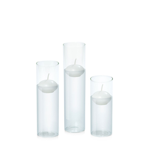 White 4cm Event Floating Candle in 5.8cm Glass, Pack of 24 Lg Sets