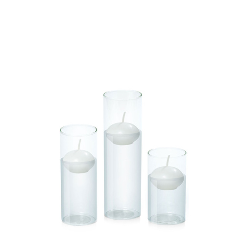 White 4cm Event Floating Candle in 5.8cm Glass, Pack of 6 Med Sets