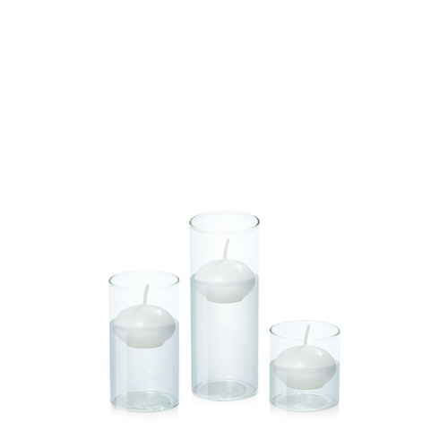White 4cm Event Floating Candle in 5.8cm Glass, Pack of 6 Sm Sets