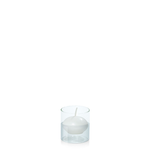 White 4cm Floating Candle in 5.8cm x 7cm Glass, Pack of 6