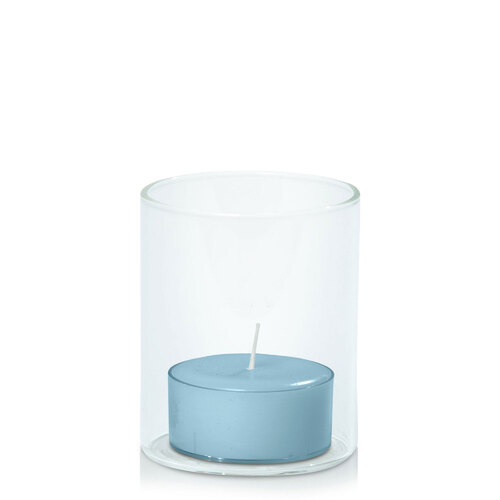 French Blue Tealight in 5.8cm x 7cm Glass, Pack of 24
