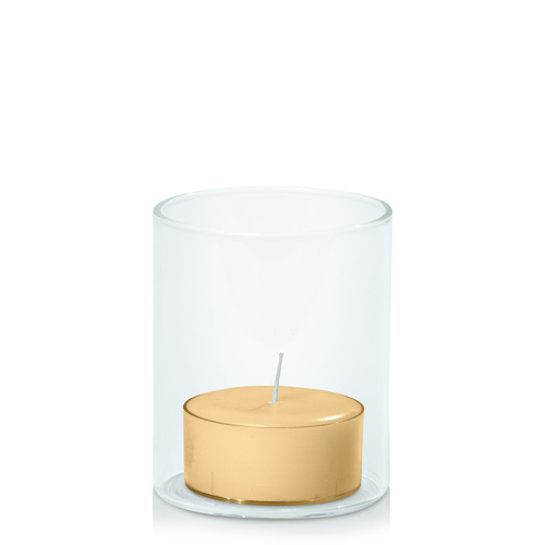 Gold Tealight in 5.8cm x 7cm Glass, Pack of 24