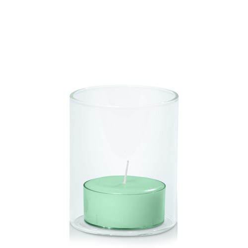 Mint Green Tealight in 5.8cm x 7cm Glass, Pack of 24