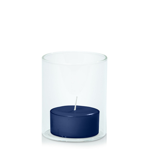 Navy Tealight in 5.8cm x 7cm Glass, Pack of 24