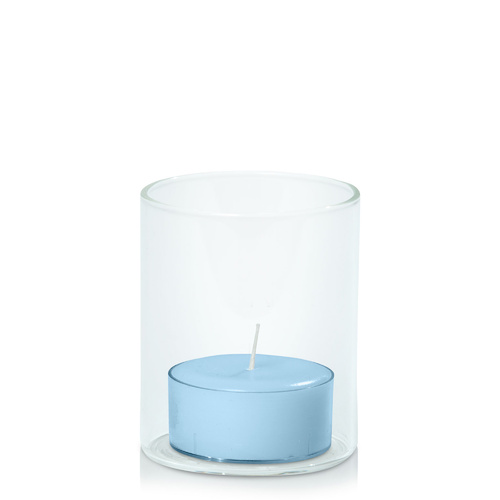 Pastel Blue Tealight in 5.8cm x 7cm Glass, Pack of 24
