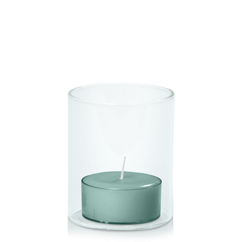 Sage Green Tealight in 5.8cm x 7cm Glass, Pack of 24