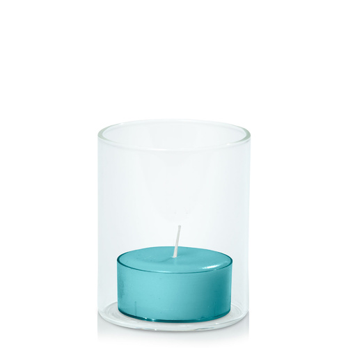Teal Tealight in 5.8cm x 7cm Glass, Pack of 24