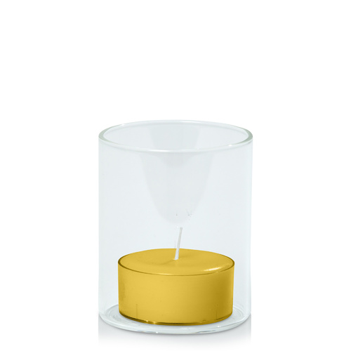 Yellow Tealight in 5.8cm x 7cm Glass, Pack of 24
